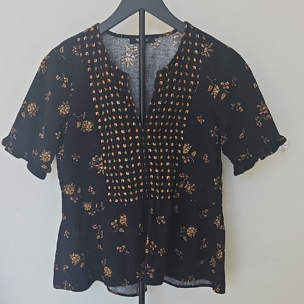 MADEWELL Black Floral Blouse